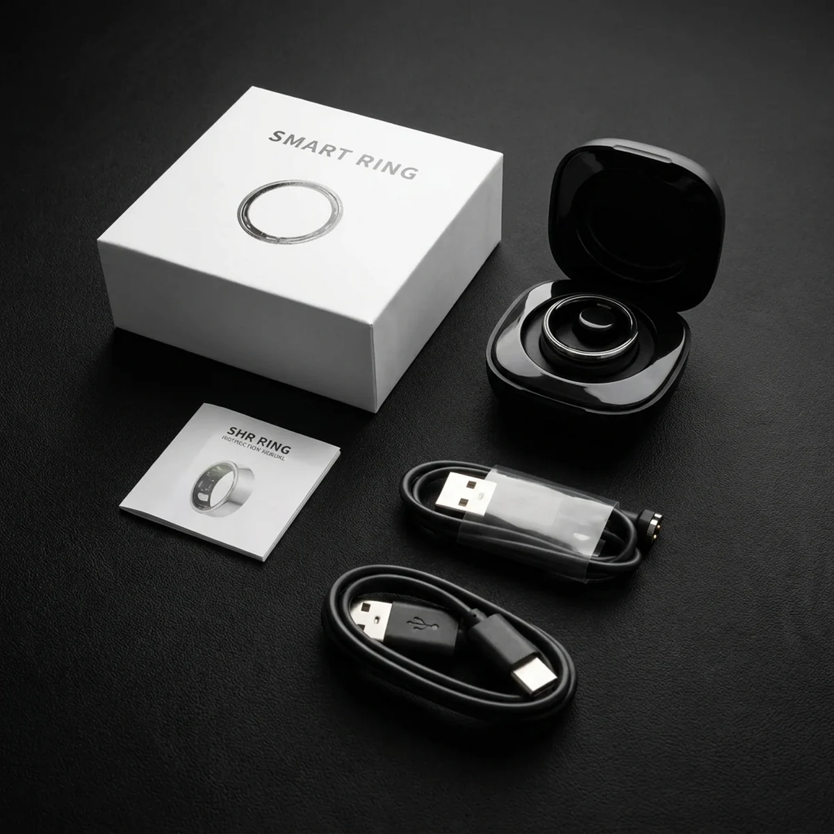 Contenido de la caja del K3: anillo, estuche cargador, cables y manual